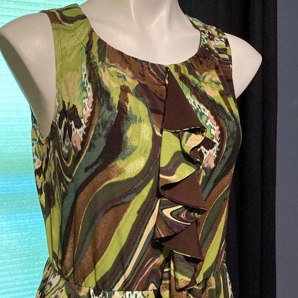 Rabbit Rabbit Rabbit acrylic pour pattern ruffle front gathered neckline dress 8 - Picture 2 of 8